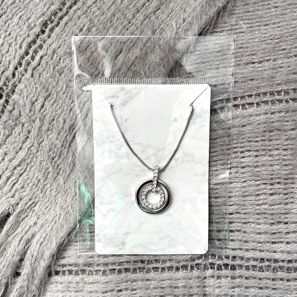Swarovski Crystal Double Circle Pendant Necklace - Picture 3 of 3
